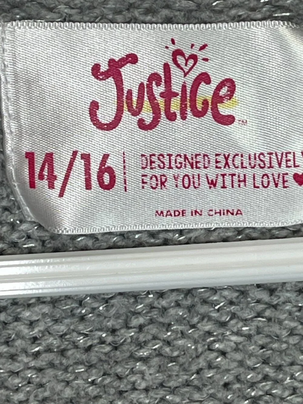 Justice Girls Gray Flamingo Sweater Size 14/16 Pom Pom Knit Pullover